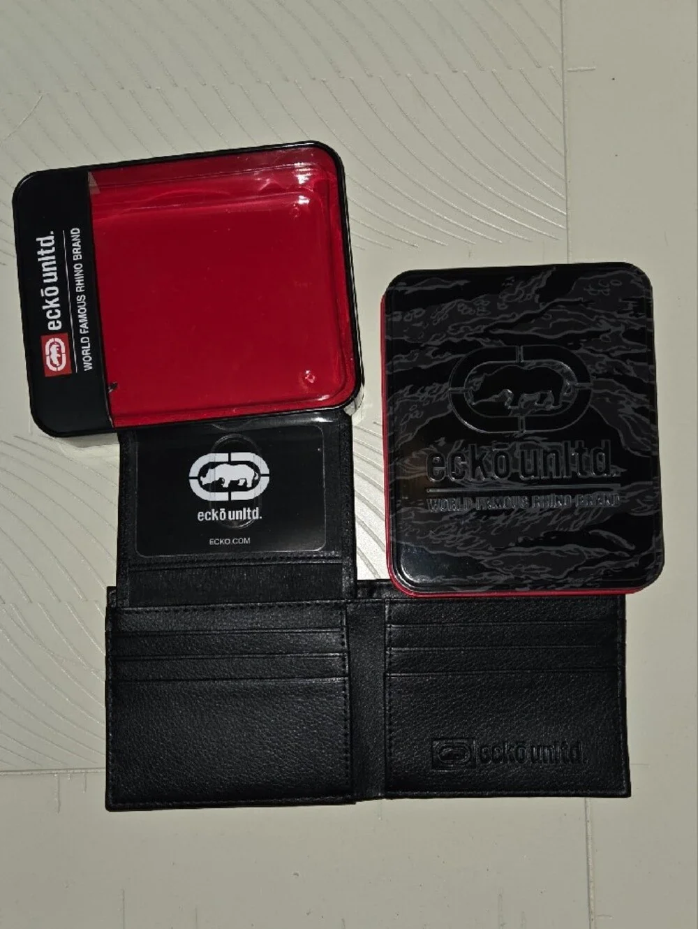 Ecko Unltd. Black Wallet with Red Accent Tin